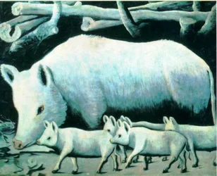 White Sow with Piglets